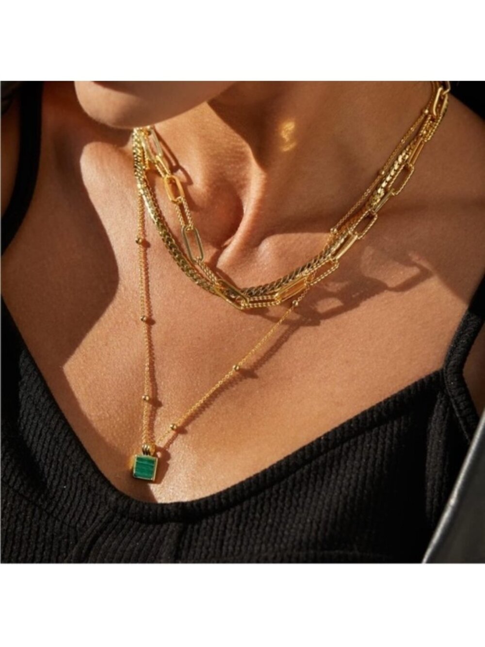 Gold 18k Gold Plated Pendant Beaded Necklace - Picture 2 of 3